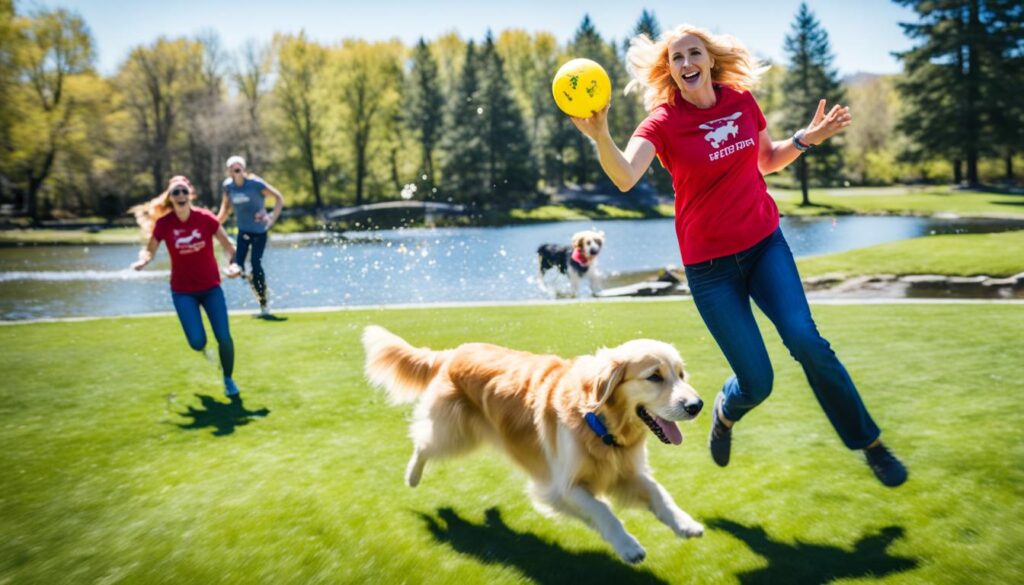 Golden Retriever und menschliche Freunde