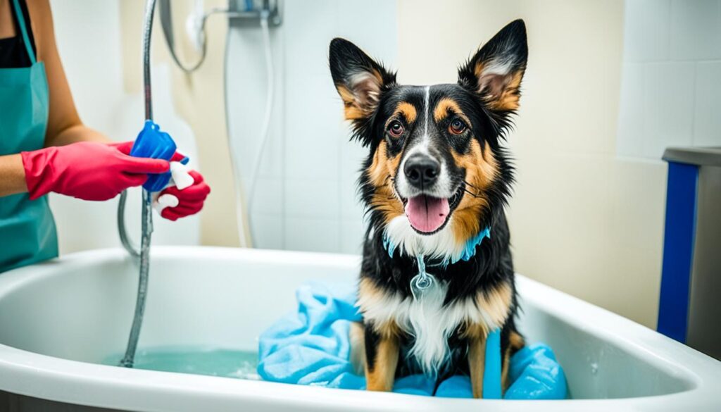 Hund badet