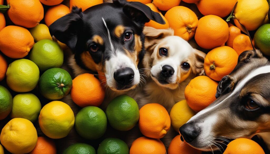 Hunde und Zitrusfrüchte