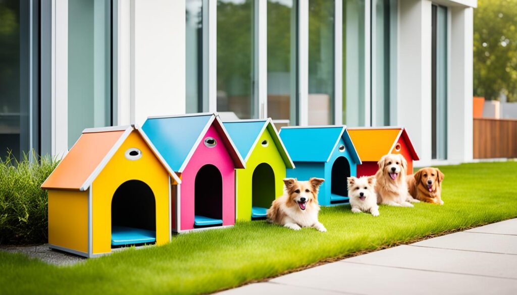 Hundeplätze vor den Häusern