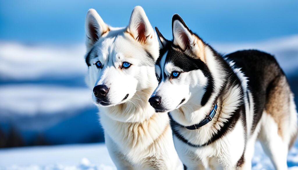 Huskies mit blauen Augen