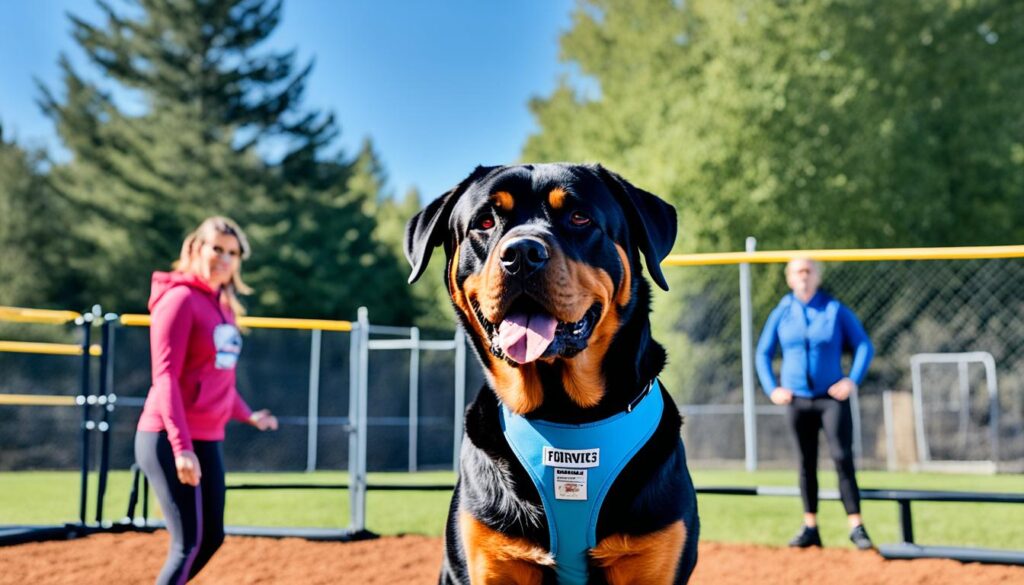 Rottweiler bei einer Obedience-Übung