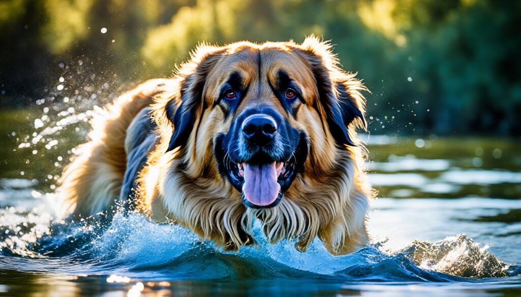 Leonberger beim Schwimmen