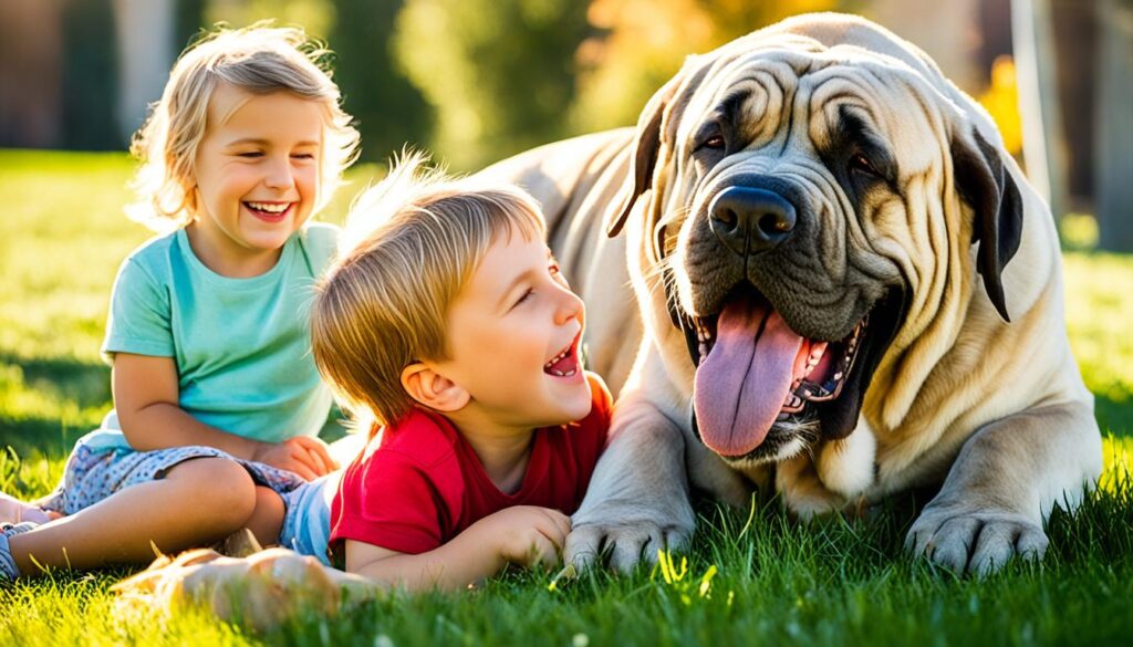 Mastino Napoletano und Kinder