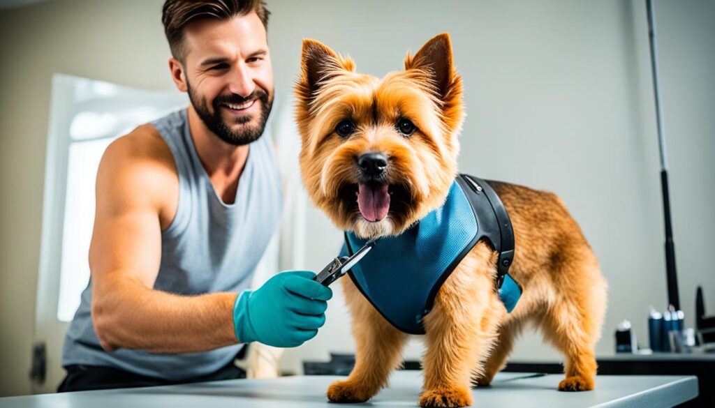 Norwich Terrier beim Trimmen