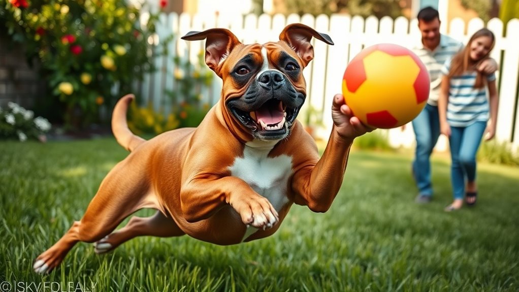 verspielter muskulöser Familienhund