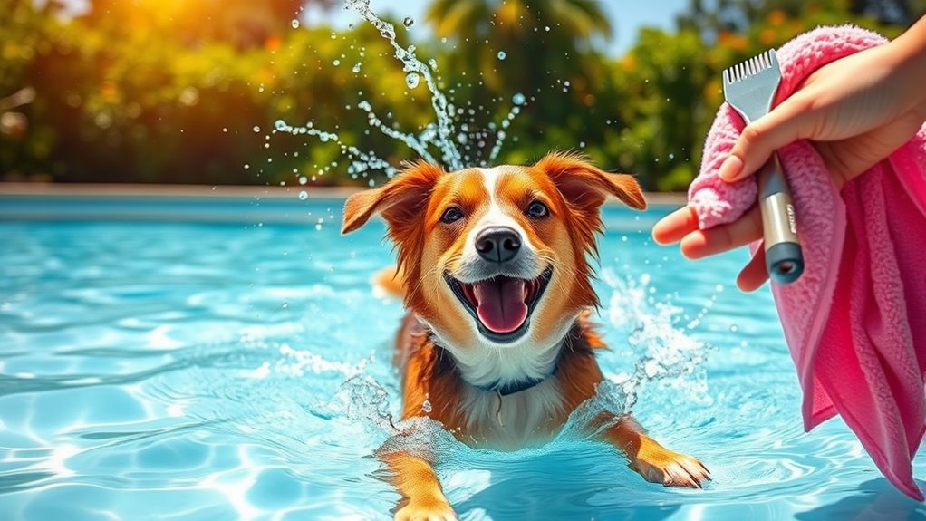 Nach Wasser spielen Hundehygiene