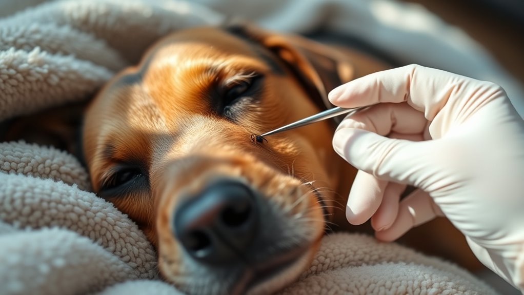 Bereite den Hund auf das Entfernen der Zecke vor