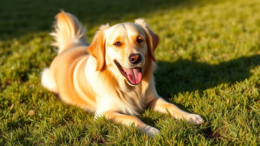 entspannter glücklicher Hund Körperhaltung