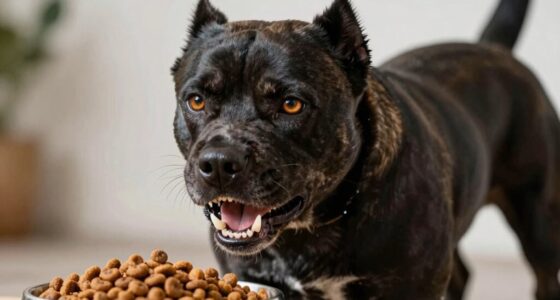 Der Hund grummelt beim Essen