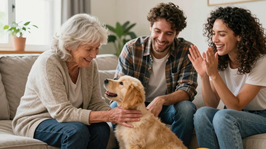 Mehrere Betreuer erziehen einen Hund